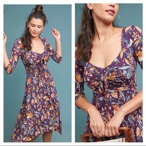 Anthropologie Maeve Beloved Floral Purple Dress SZ Medium